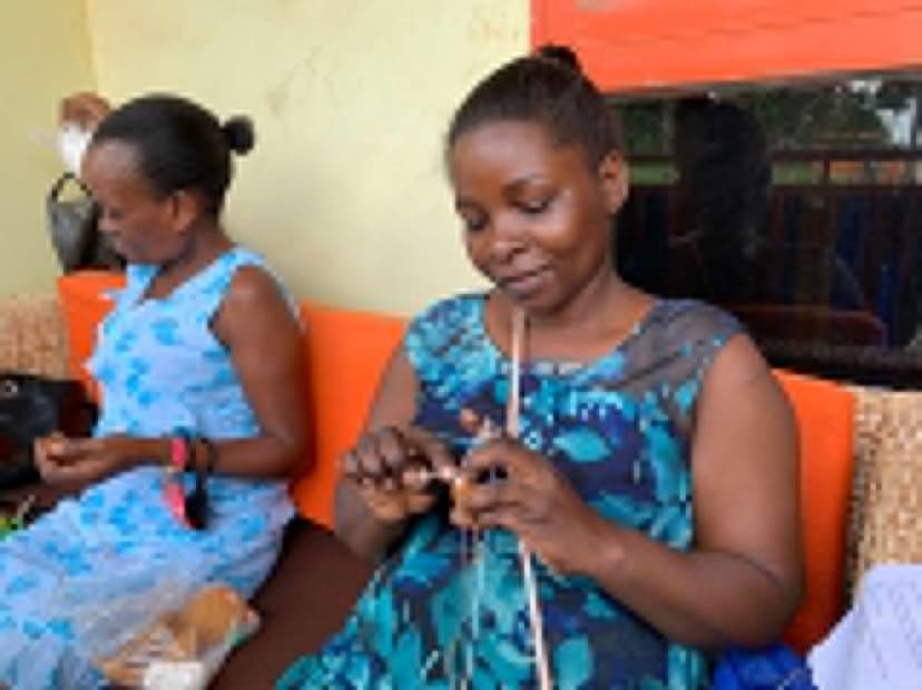 Meet Farida and Justine working on crotchet designs, these are some of the crotchet member who are single parents and are working hard to sustain their life and that of their children